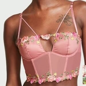 Victoria's Secret | Very Sexy Unlined Rose Embroidered Corset Top Size S Pink